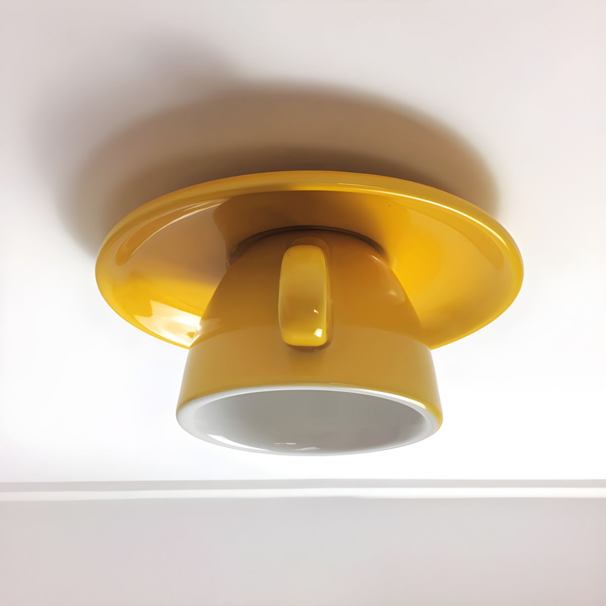 Lampa Sufitowa Retro w Kształcie Filiżanki z Gwintem G4 - Żółty