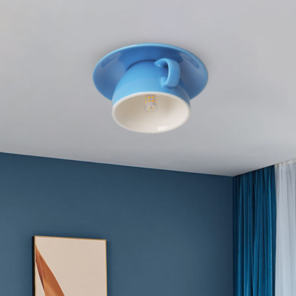 Lampa Sufitowa Retro w Kształcie Filiżanki z Gwintem G4 - Niebieski