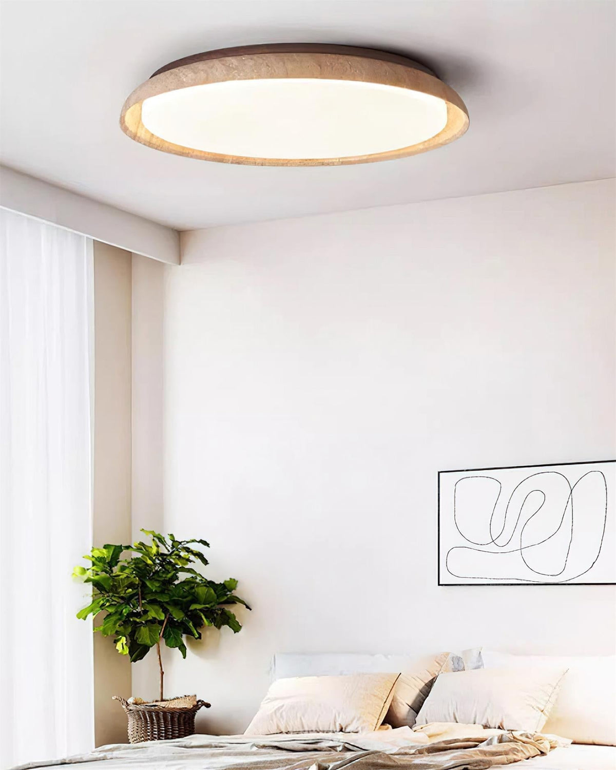Lampa Sufitowa Rustykalna z Pierścieniem z Trawertynu - 20