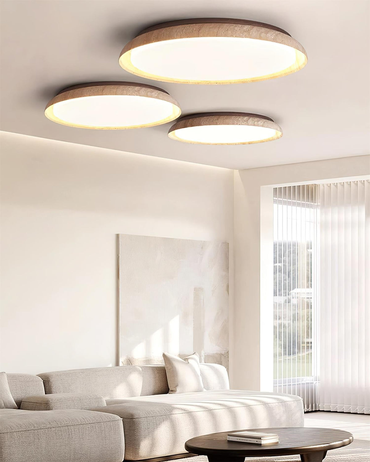 Lampa Sufitowa Rustykalna z Pierścieniem z Trawertynu - 24