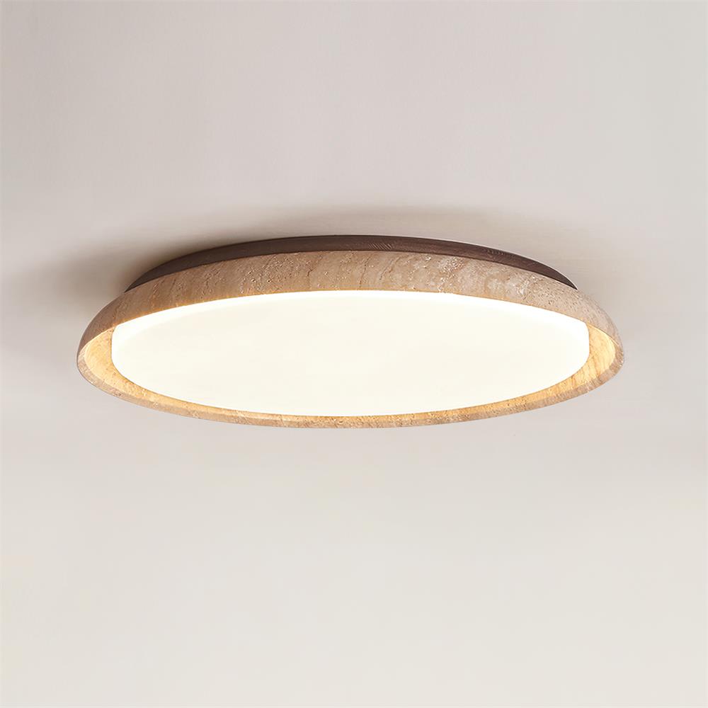 Lampa Sufitowa Rustykalna z Pierścieniem z Trawertynu - 9