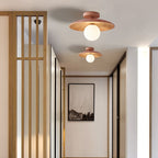 Lampa Sufitowa Skandynawska z Drewnianym Kloszem i Szklaną Kulą - 4