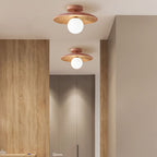 Lampa Sufitowa Skandynawska z Drewnianym Kloszem i Szklaną Kulą - 6