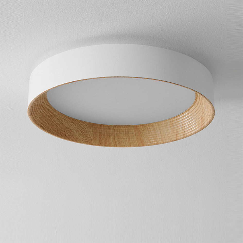 Lampa Sufitowa Skandynawska z Pierścieniem w Wyglądzie Drewna