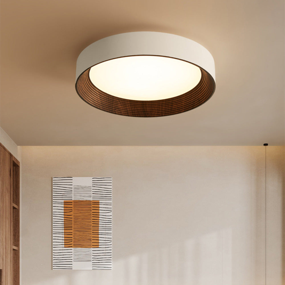 Lampa Sufitowa Skandynawska z Pierścieniem w Wyglądzie Drewna - Orzech