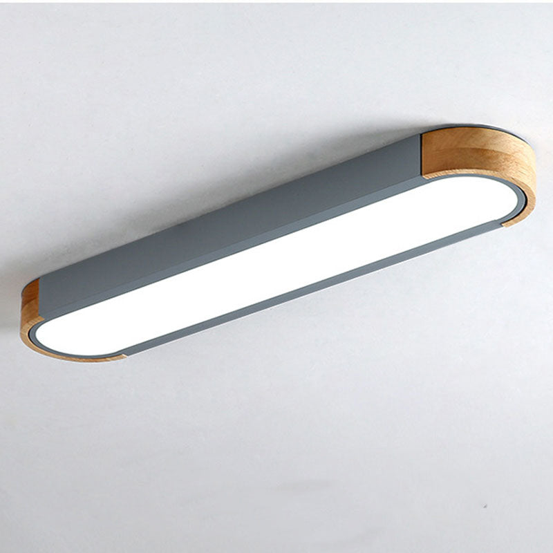 Lampa Sufitowa Skandynawska Owalna z Drewnianymi Akcentami
