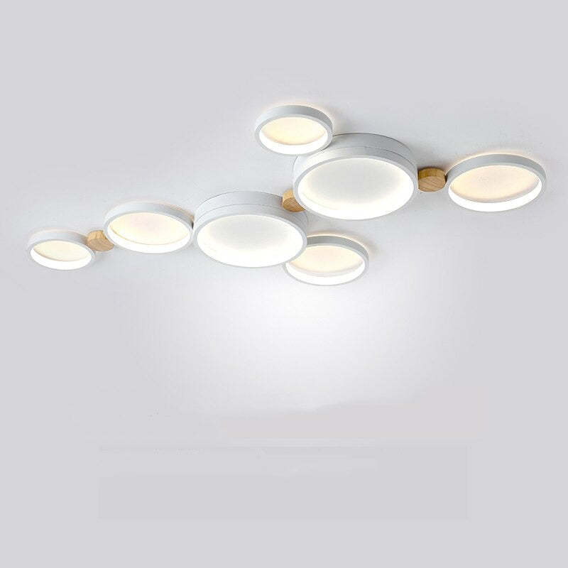 Lampa Sufitowa Skandynawska z Okrągłymi Panelami LED - Biały