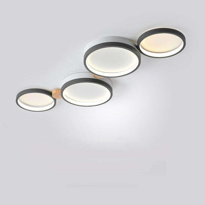 Lampa Sufitowa Skandynawska z Okrągłymi Panelami LED - Szary