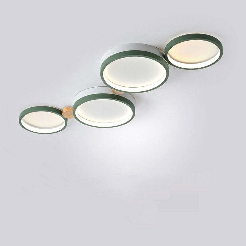 Lampa Sufitowa Skandynawska z Okrągłymi Panelami LED - Zielony