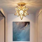 Lampa Sufitowa Gwiazda Nowoczesna z Szklanym Kloszem - Złoty