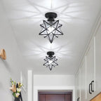 Lampa Sufitowa Gwiazda Nowoczesna z Szklanym Kloszem - Czarny