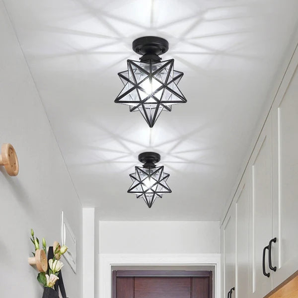Lampa Sufitowa Gwiazda Nowoczesna z Szklanym Kloszem - Czarny
