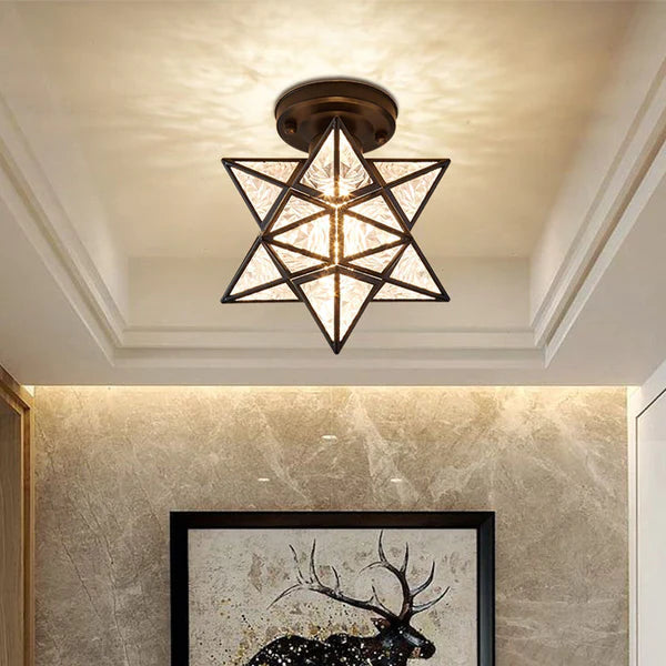 Lampa Sufitowa Gwiazda Nowoczesna z Szklanym Kloszem - Czarny