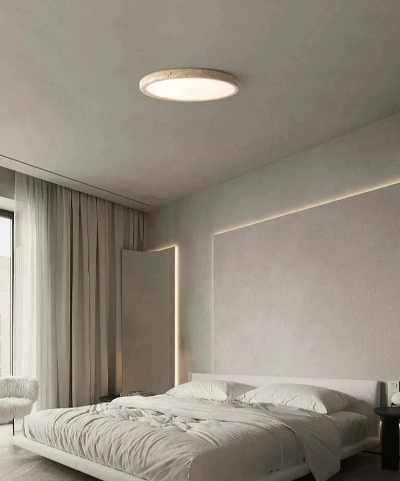 Lampa Sufitowa Wabi Sabi z Okrągłym Kloszem Imitującym Kamień - 10