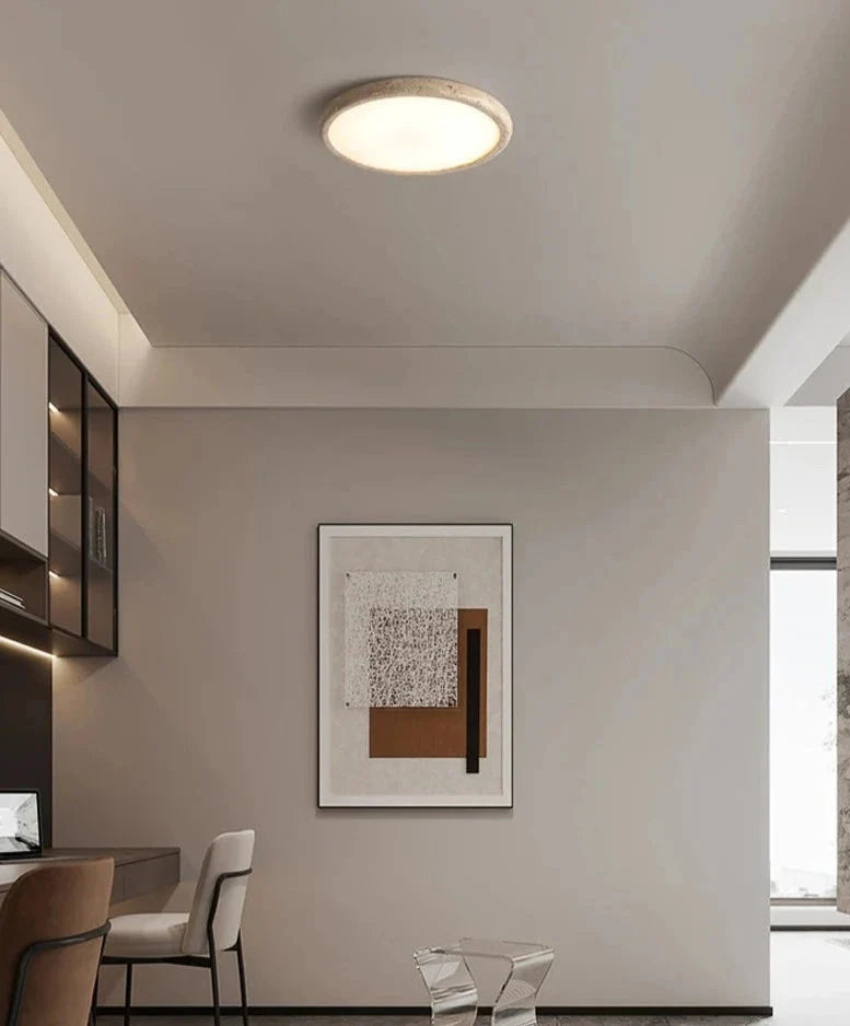 Lampa Sufitowa Wabi Sabi z Okrągłym Kloszem Imitującym Kamień - 11