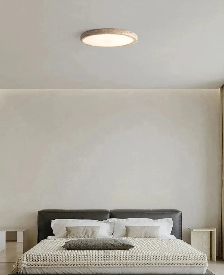 Lampa Sufitowa Wabi Sabi z Okrągłym Kloszem Imitującym Kamień - 14