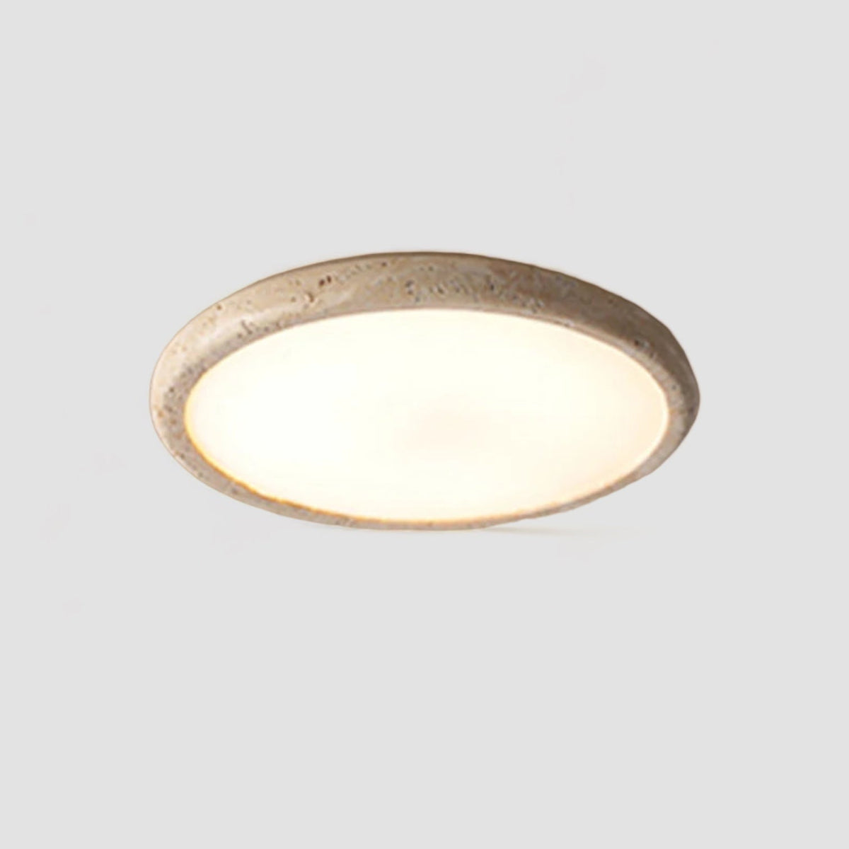 Lampa Sufitowa Wabi Sabi z Okrągłym Kloszem Imitującym Kamień - Beżowy