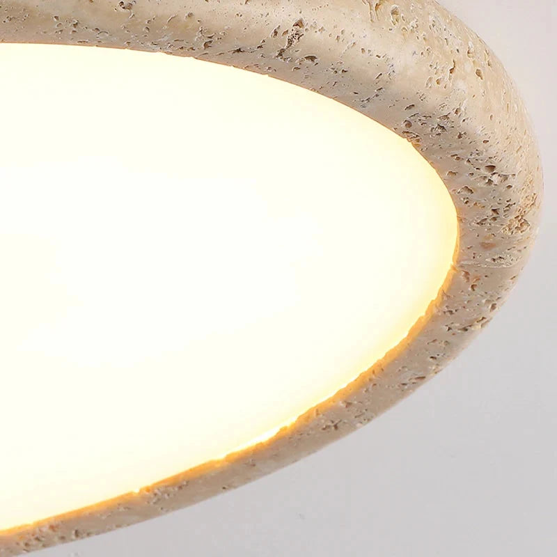 Lampa Sufitowa Wabi Sabi z Okrągłym Kloszem Imitującym Kamień - 8
