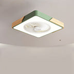 Lampa Sufitowa z Wentylatorem LED Skandynawska z Drewnianymi Akcentami - Zielony