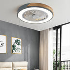 Lampa Sufitowa z Wentylatorem LED Skandynawska z Drewnianymi Akcentami - Szary