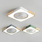 Lampa Sufitowa z Wentylatorem LED Skandynawska z Drewnianymi Akcentami - Szary