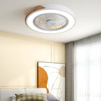 Lampa Sufitowa z Wentylatorem LED Skandynawska z Drewnianymi Akcentami - Biały