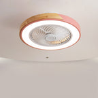 Lampa Sufitowa z Wentylatorem LED Skandynawska z Drewnianymi Akcentami - Różowy