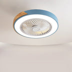 Lampa Sufitowa z Wentylatorem LED Skandynawska z Drewnianymi Akcentami - Niebieski