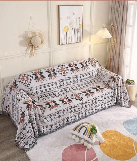 Koc Dekoracyjny Boho Aztec z Ozdobnymi Frędzlami - 17