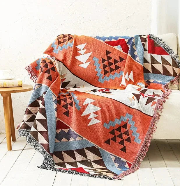 Koc Dekoracyjny Boho Aztec z Ozdobnymi Frędzlami - 5