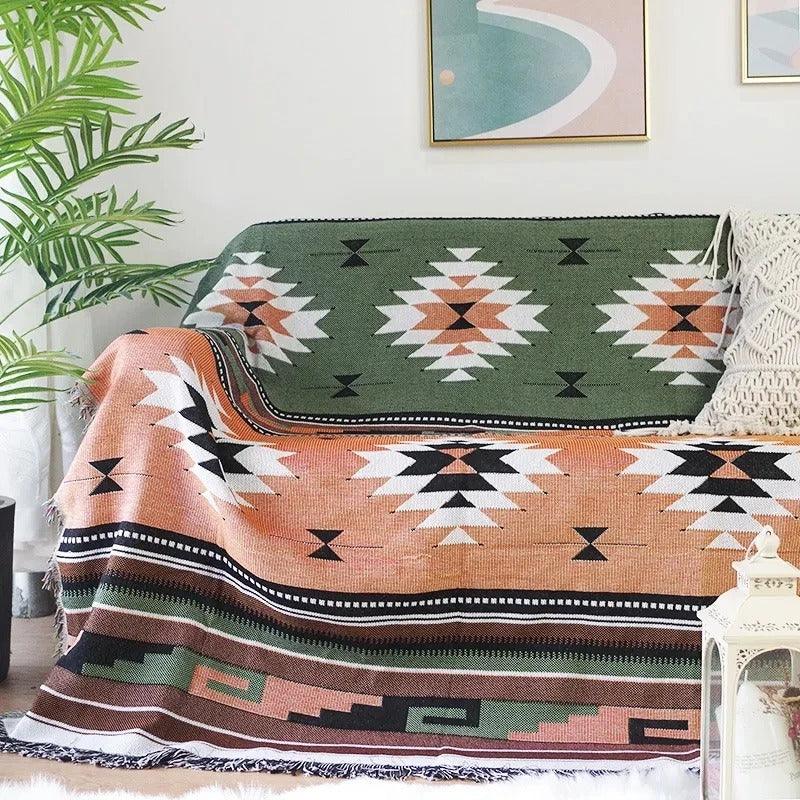 Koc Dekoracyjny Boho Aztec z Ozdobnymi Frędzlami - 7