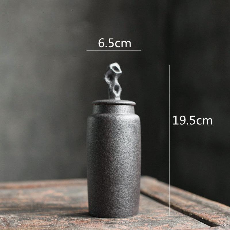 Pojemnik na Herbatę Ceramiczny z Rzeźbioną Pokrywką w Stylu Wabi-Sabi - 13
