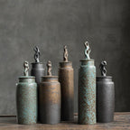 Pojemnik na Herbatę Ceramiczny z Rzeźbioną Pokrywką w Stylu Wabi-Sabi - 3