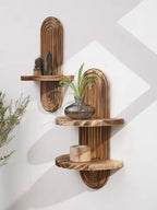 Półka Ścienna z Ryflowanym Łukiem w Stylu Boho z Drewna - 4