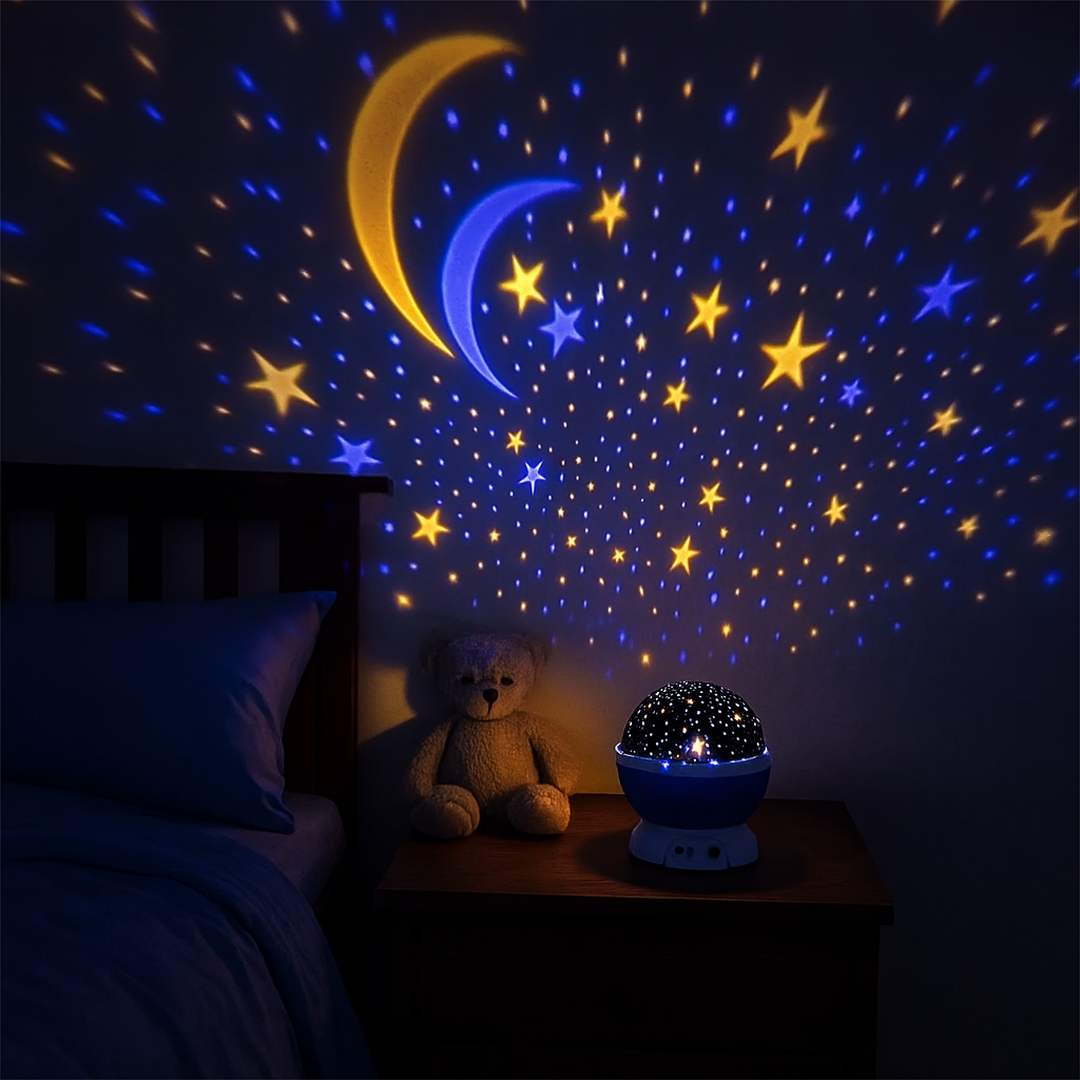 Projektor Gwiazd Lampka Nocna z Wbudowaną Muzyką - Niebieski