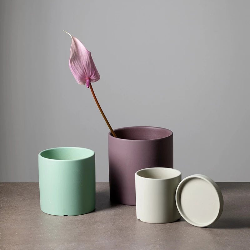 Osłonka na Doniczkę Ceramiczna Okrągła z Podstawką - 5
