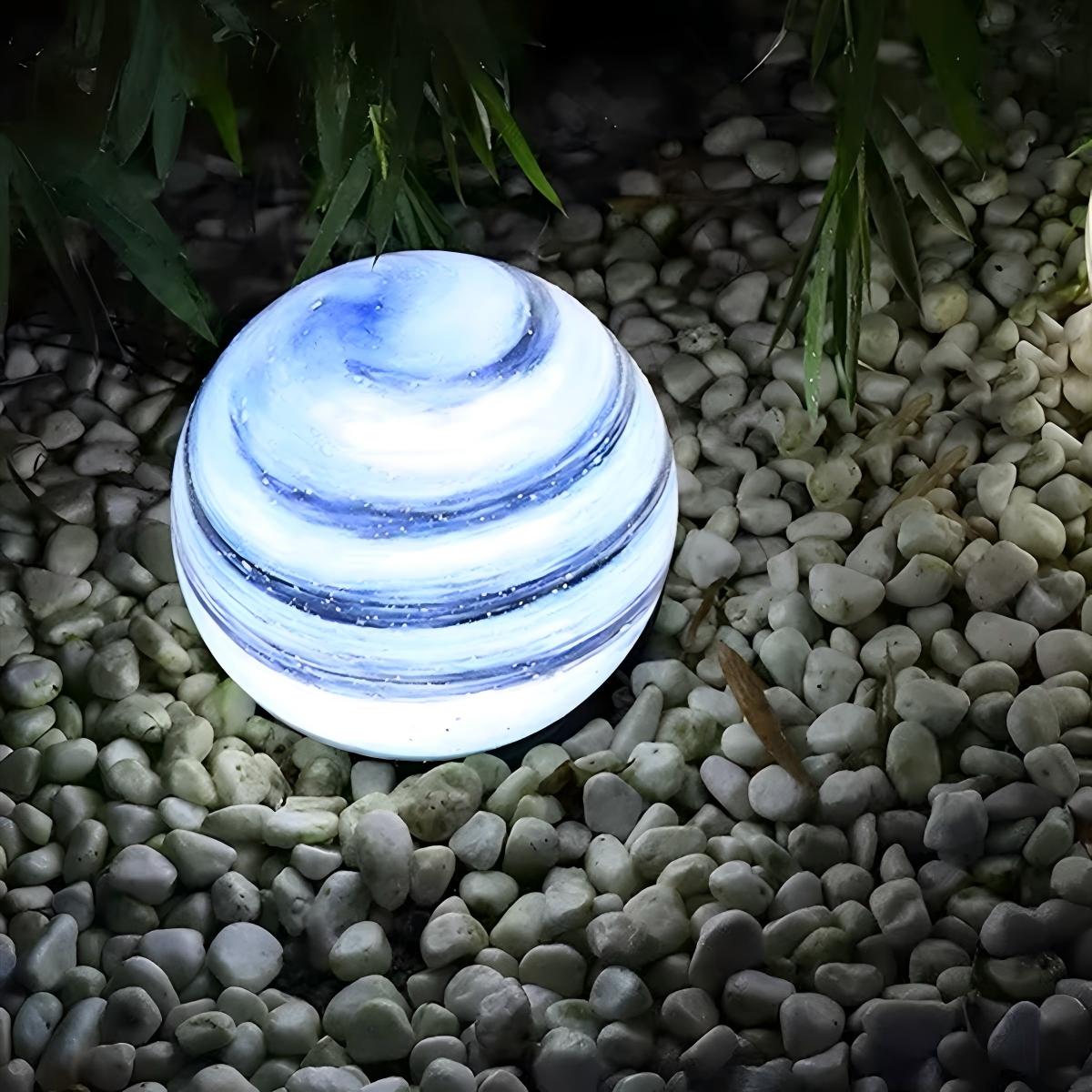 Lampa Ogrodowa Kulista ze Szklanym Kloszem o Marmurkowym Wzorze - 8