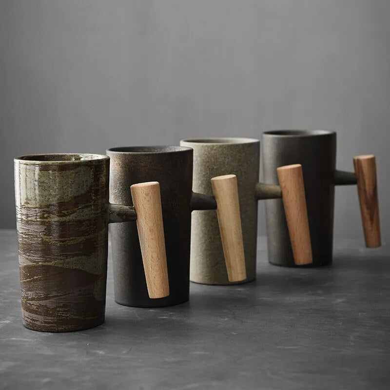 Kubek Ceramiczny z Drewnianym Uchwytem Skandynawski - 3
