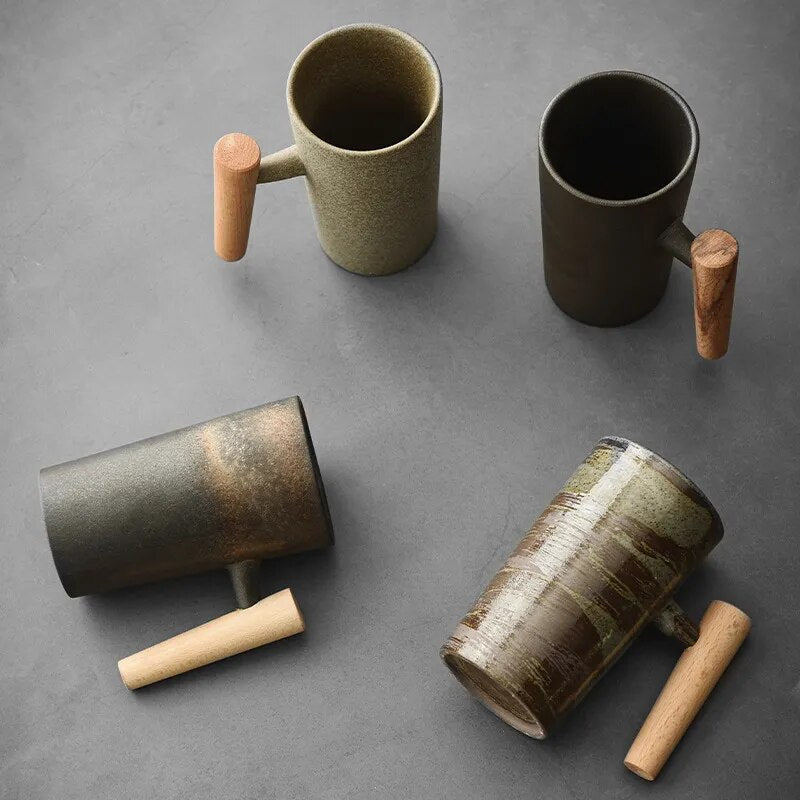 Kubek Ceramiczny z Drewnianym Uchwytem Skandynawski - 5
