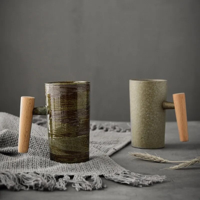 Kubek Ceramiczny z Drewnianym Uchwytem Skandynawski - 6