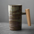 Kubek Ceramiczny z Drewnianym Uchwytem Skandynawski - Osuwisko