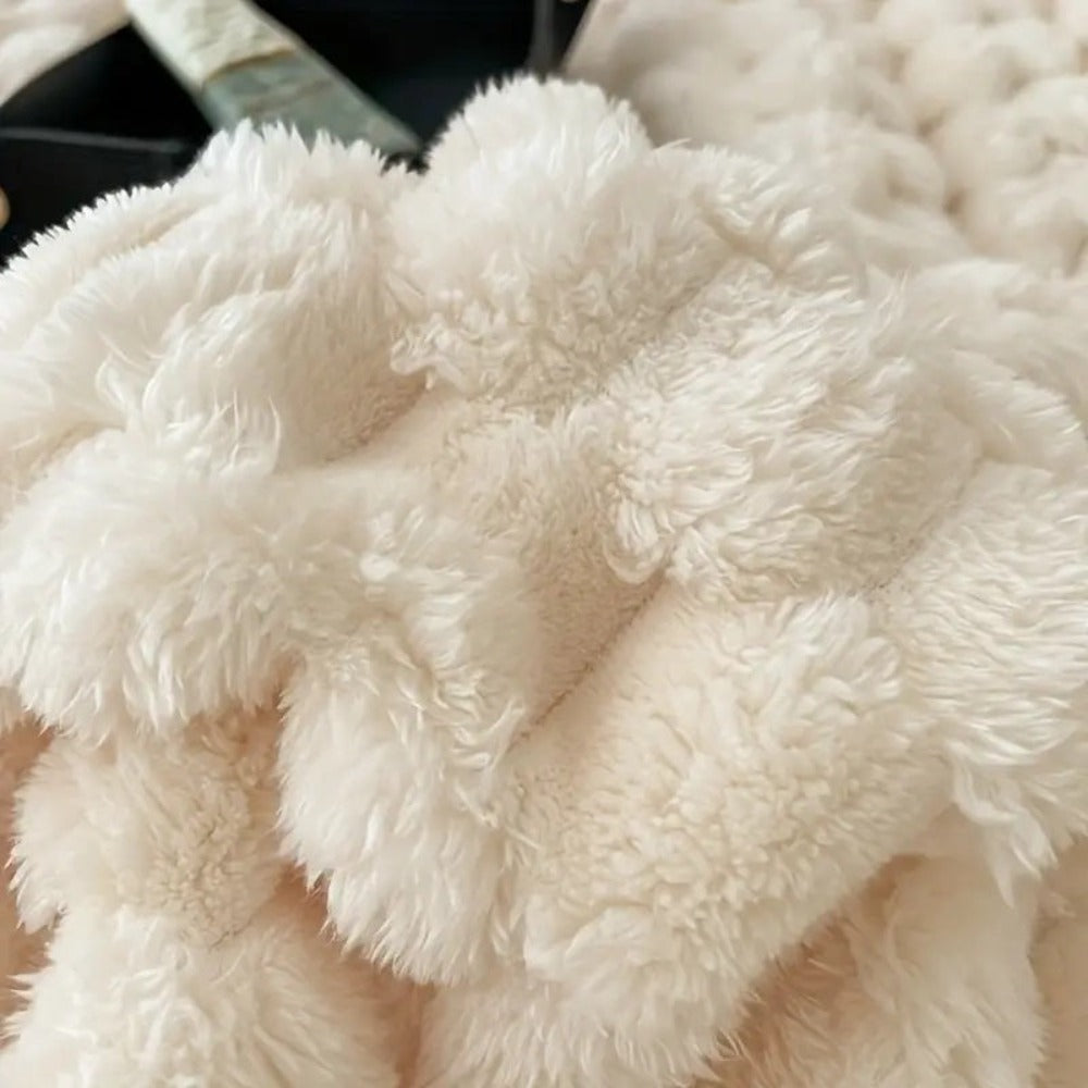 Narzuta Sherpa z Bubbelstrukturą i Gładkim Brzegiem - 5