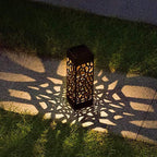 Lampa Ogrodowa Solarna z Ażurowym Wzorem i Czujnikiem Zmierzchu