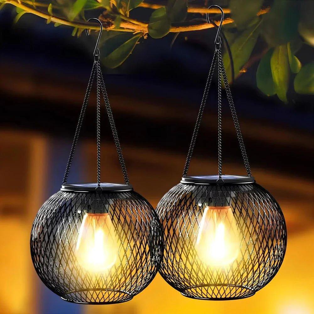 Solarna Lampa Ogrodowa Wisząca z Czujnikiem Zmierzchu i Metalową Siatką - 9