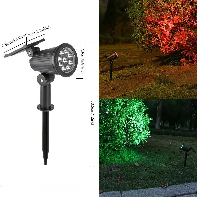 Solarna Lampa Ogrodowa z Wbijanym Grotem i Obrotową Głowicą