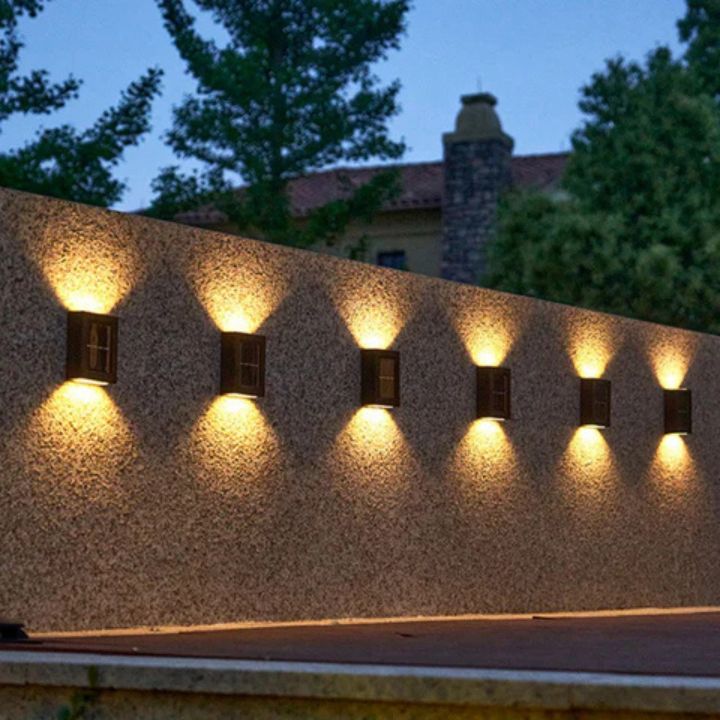 Solarna Lampa Ścienna Zewnętrzna z Efektem Góra-Dół w Zestawie 2 Sztuki - 6