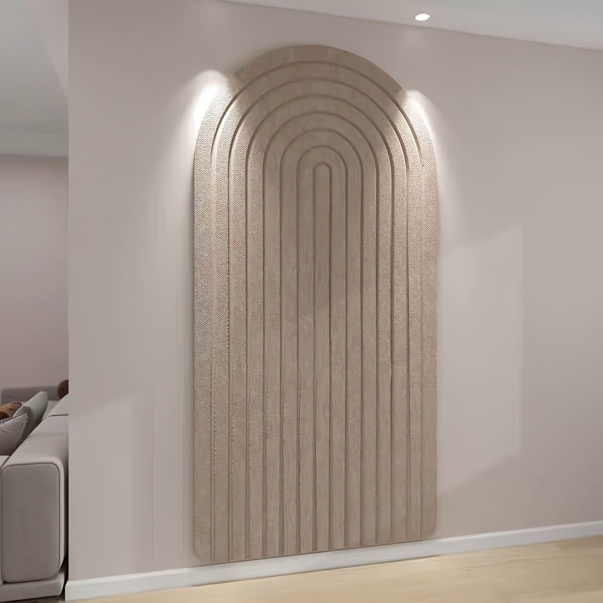 Tablica Pinboard Filcowa z Łukiem Boho do Dekoracji Ściany - Ciemny Camel