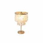 Lampa Stołowa Boho z Muszlowym Kloszem i Złotą Podstawą - 2