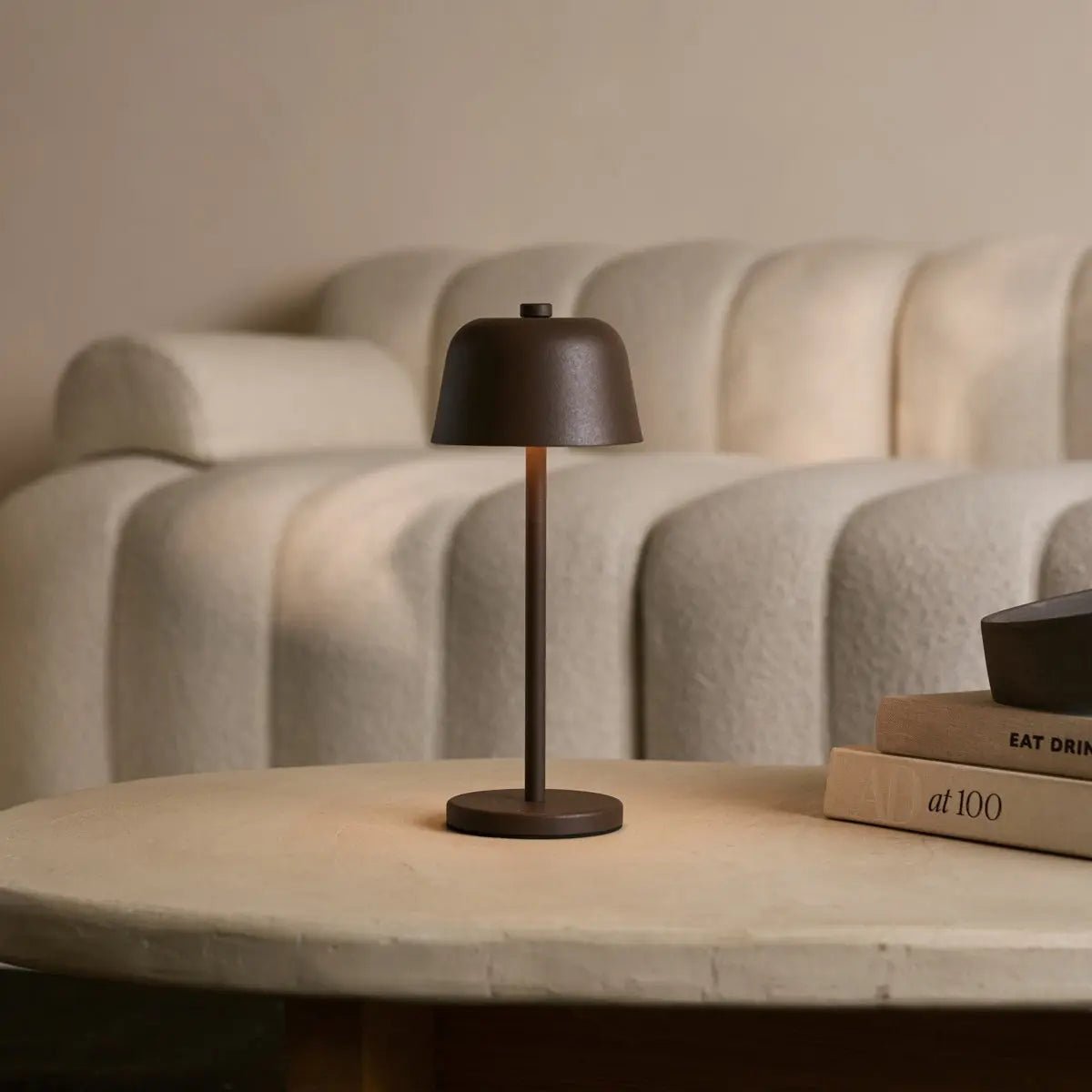 Lampa Stołowa Minimalistyczna Bezprzewodowa z Ładowaniem - Mochabrązowy
