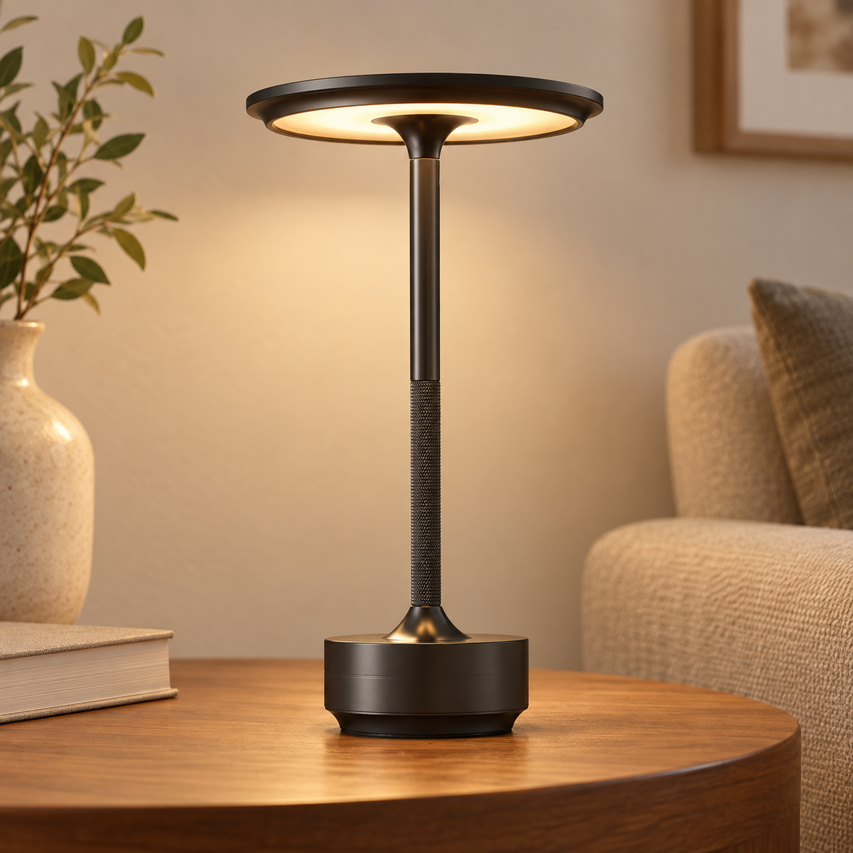 Lampa Stołowa Nowoczesna Bezprzewodowa z Dotykowym Ściemniaczem - Space Gray